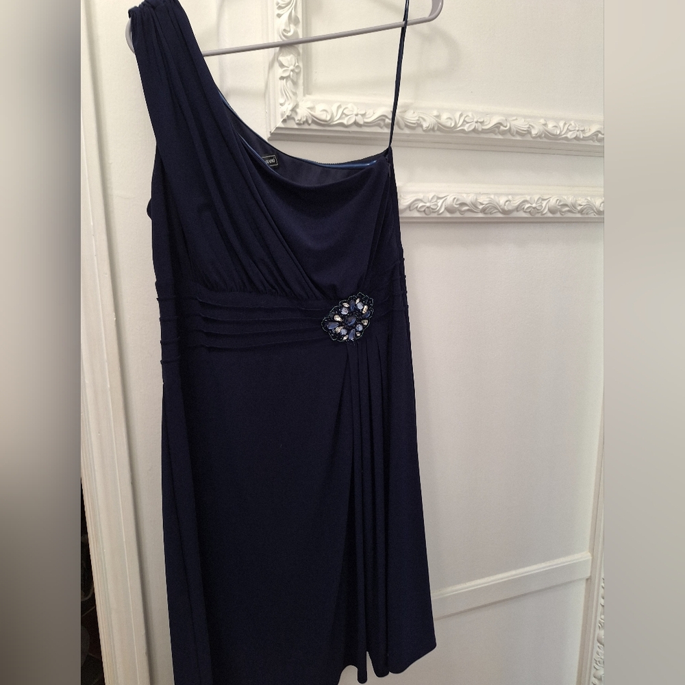 Jessica Howard Dress Cold Shoulder Side Zip Size 12 Blue